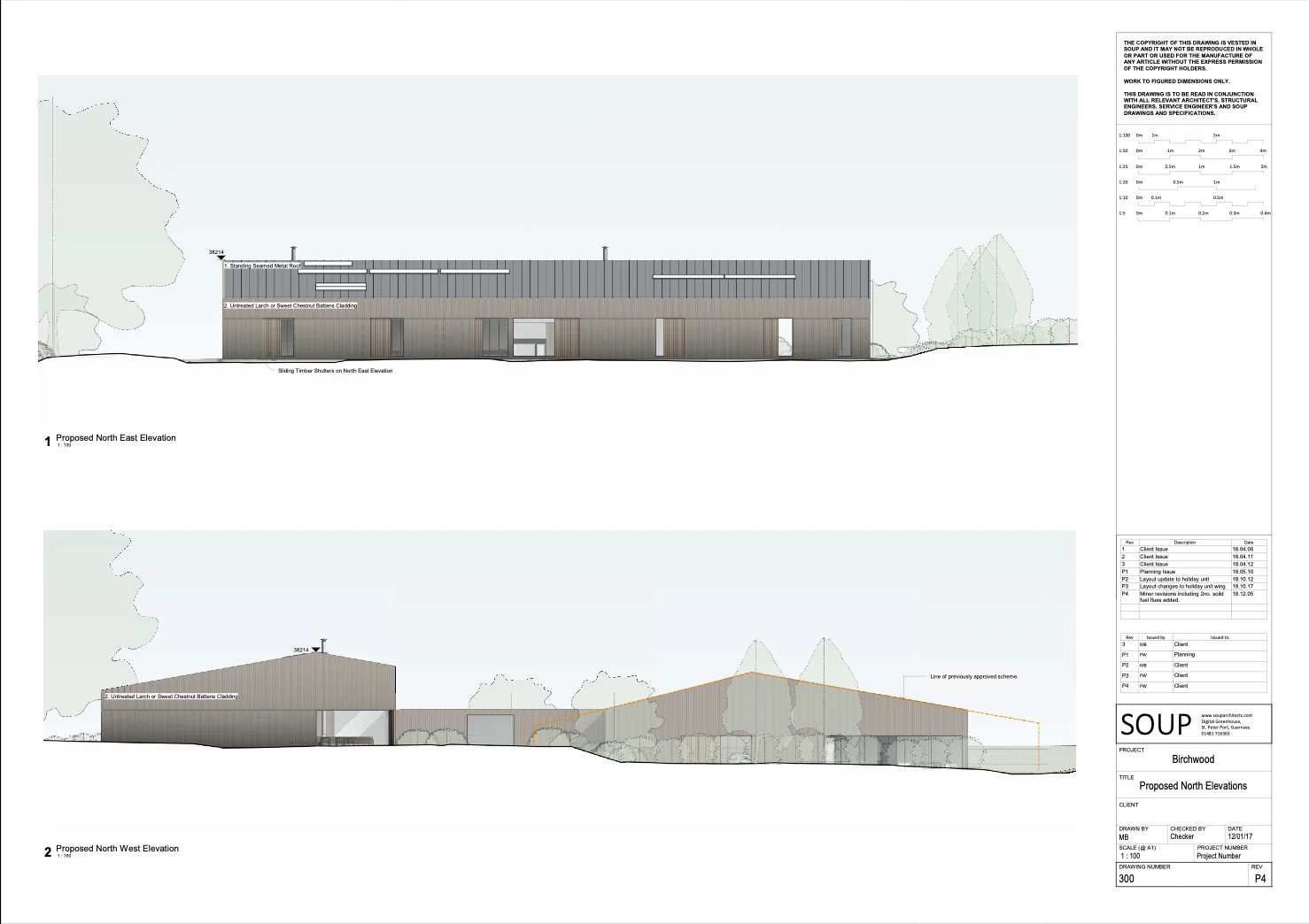 Original proposed elevation drawings.